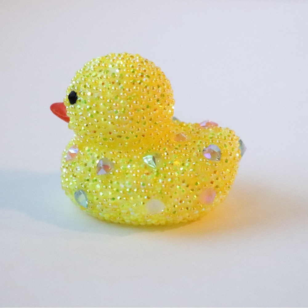 Heart Rhinestone Jeep Rubber Duck, Jeep Ducking, Glow in the Dark, Yellow Duck